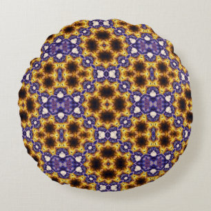 Indian Mandala Geometric Art Deco Seamless Pattern Round Cushion