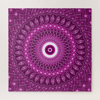 Indian Mandala pink Modern Stylish Yoga Boho Cute Jigsaw Puzzle