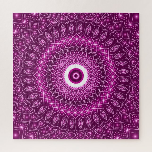 Indian Mandala pink Modern Stylish Yoga Boho Cute Jigsaw Puzzle (Vertical)