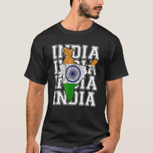 Indian Map and Flag Souvenir Distressed India For  T-Shirt