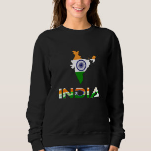 Indian Map and Flag Souvenir Distressed India Sweatshirt