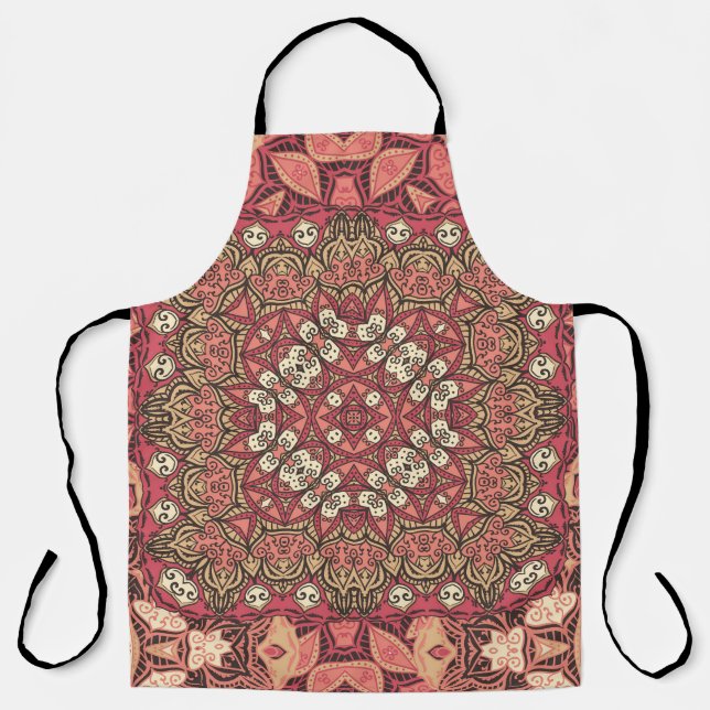 Indian medallion, boho ethnic ornament apron (Front)