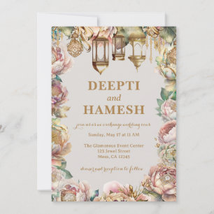 Indian Mehndi Arabian Nights Pastel Floral Invitation