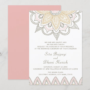 Indian Mehndi Hindu Elegant Sophisticated Wedding Invitation