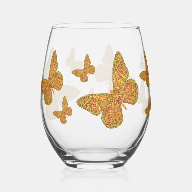 Indian Monarch Stemless Wine Glass (Front)