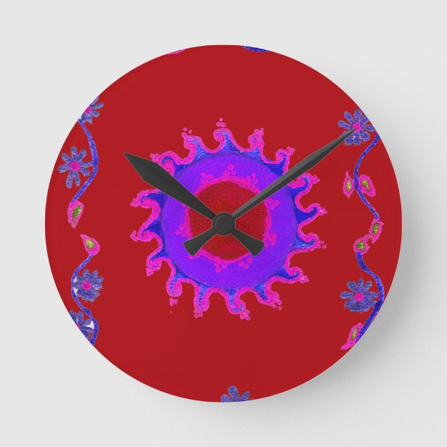 Indian Motif Mendi Art Wall Clock (Front)