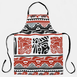 Indian motifs, black red, seamless pattern. apron