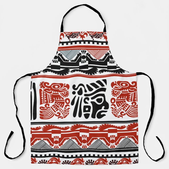 Indian motifs, black red, seamless pattern. apron (Front)