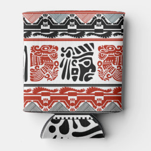 Indian motifs, black red, seamless pattern. can cooler