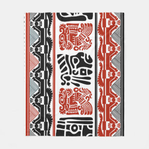 Indian motifs, black red, seamless pattern. fleece blanket