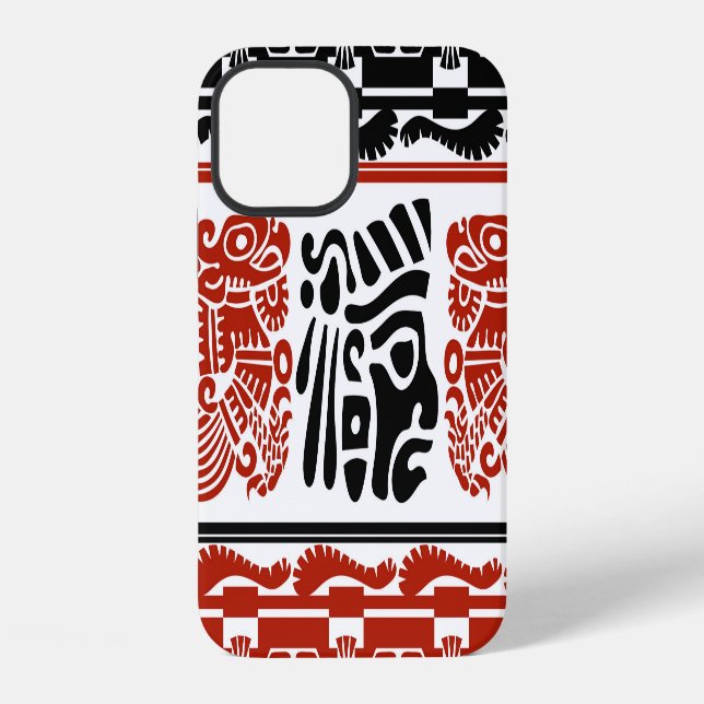 Indian motifs, black red, seamless pattern. iPhone case (Back)