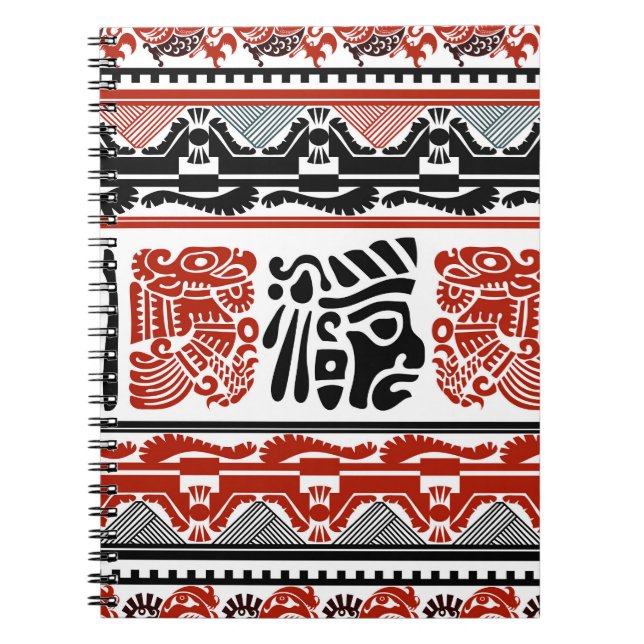 Indian motifs, black red, seamless pattern. notebook (Front)