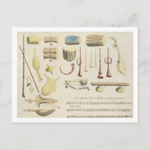 Indian Musical Instruments, plate 23 from 'Orienta Postcard