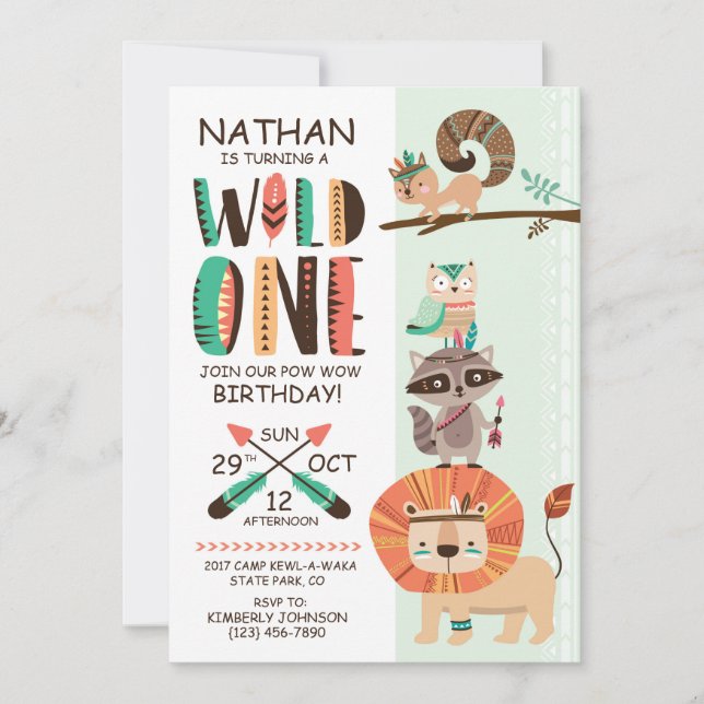 Indian Native American Pow Wow Birthday Invitation (Front)