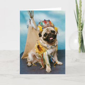 Indian Native American Pug Dog Card