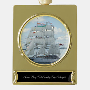 Indian Navy sail training ship Tarangini Gold Plated Banner Ornament