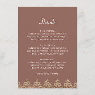 Indian Neutral Mehndi Hindu Wedding Details Enclosure Card