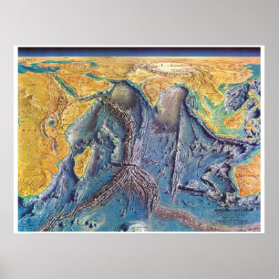 " Indian Ocean: 1967/today - Sea relief map Poster