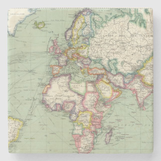 Indian Ocean, Atlantic Ocean Stone Coaster (Front)