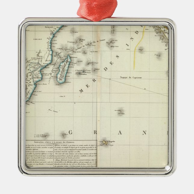 Indian Ocean Atlas Map Metal Tree Decoration (Front)