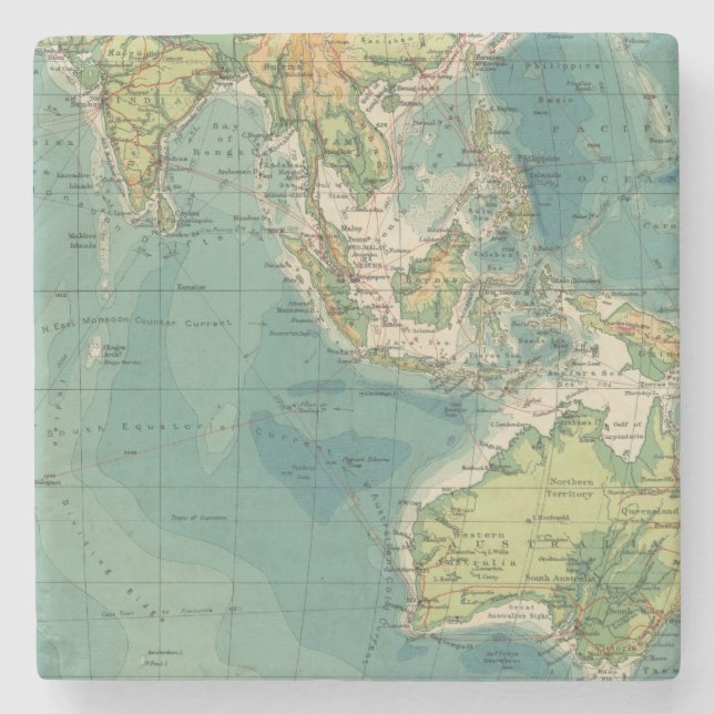 Indian Ocean cables, wireless stations Stone Coaster (Front)