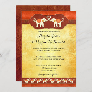 Indian or African White Elephants Wedding Invite