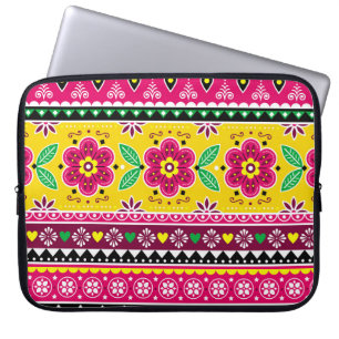 Indian or Pakistani truck art inspired seamless fo Laptop Sleeve