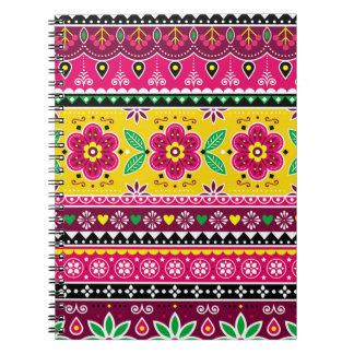 Indian or Pakistani truck art inspired seamless fo Notebook