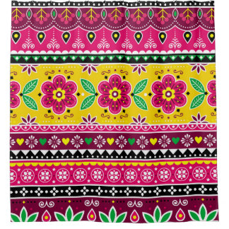 Indian or Pakistani truck art inspired seamless fo Shower Curtain
