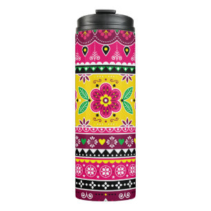 Indian or Pakistani truck art inspired seamless fo Thermal Tumbler