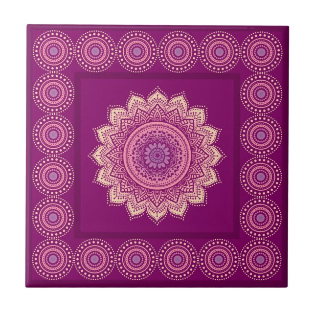 Indian ornament ceramic tile (Front)