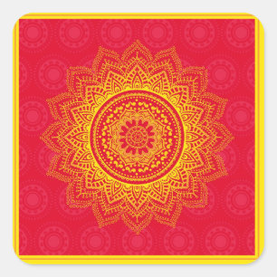 Indian ornament square sticker