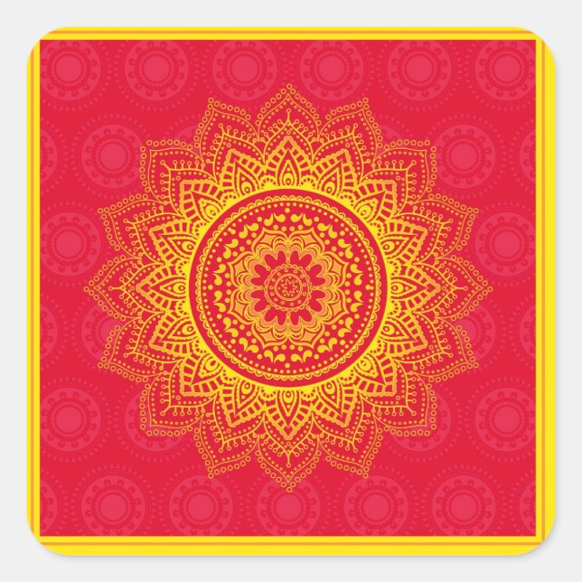 Indian ornament square sticker (Front)