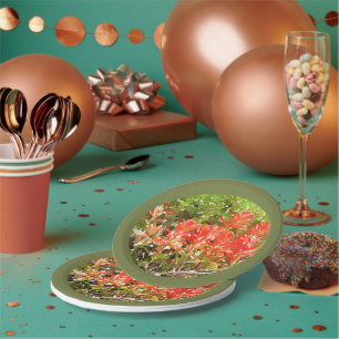 Indian Paint Brush WildFlower Watercolor Paper Plate