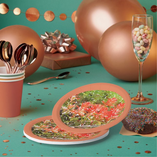 Indian Paint Brush WildFlower Watercolor Paper Plate (Multi)