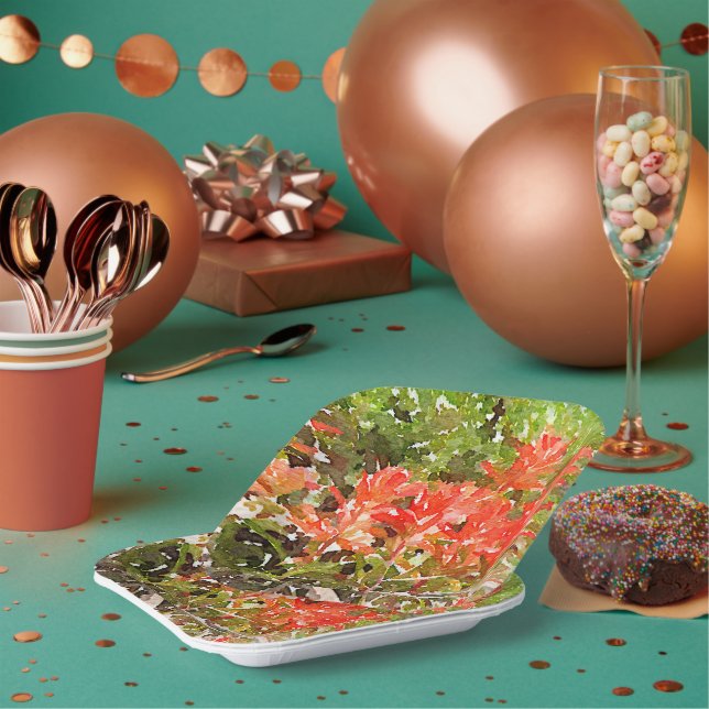 Indian Paint Brush WildFlower Watercolor Paper Plate (Multi)