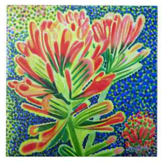 Indian Paintbrush Ceramic Tile, CA Native Plant Tile