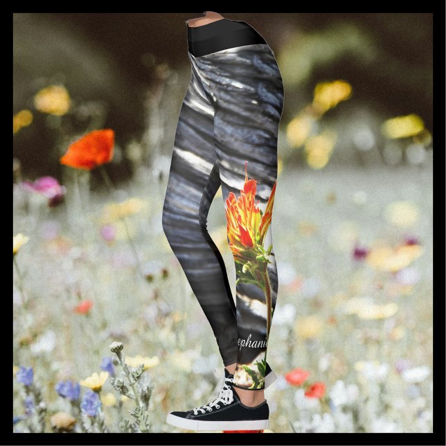Indian Paintbrush Floral with Personalised Name Leggings (Creator Uploaded)