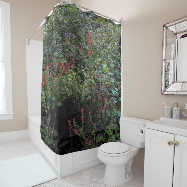 Indian Paintbrush in the Forest Shower Curtain (In Situ)