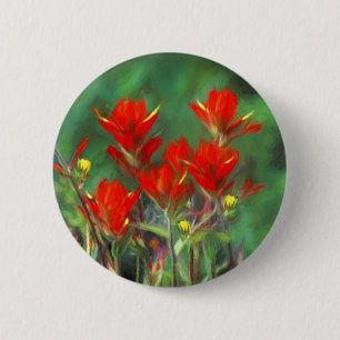 Indian Paintbrush Painting - Original Flower Art 6 Cm Round Badge