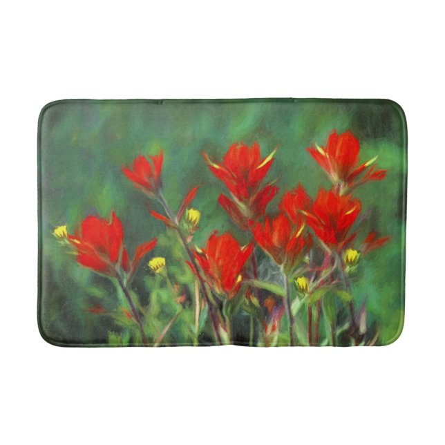 Indian Paintbrush Painting - Original Flower Art Bath Mat (Front)