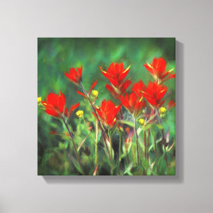 Indian Paintbrush Painting - Original Flower Art Canvas Print