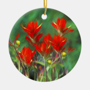 Indian Paintbrush Painting - Original Flower Art Ceramic Ornament