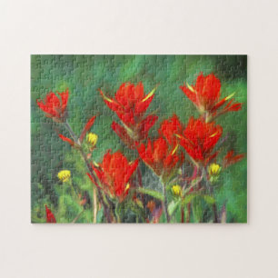 Indian Paintbrush Painting - Original Flower Art Jigsaw Puzzle