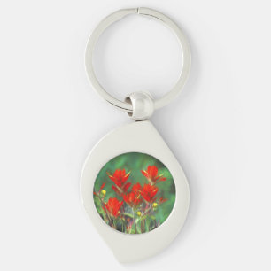 Indian Paintbrush Painting - Original Flower Art Key Ring