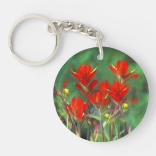 Indian Paintbrush Painting - Original Flower Art Key Ring