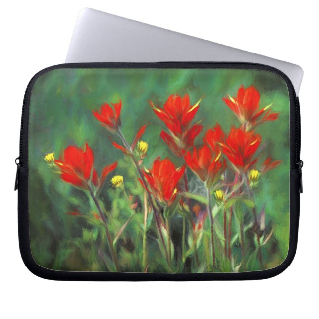 Indian Paintbrush Painting - Original Flower Art Laptop Sleeve (Front)