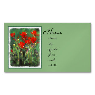 Indian Paintbrush Painting - Original Flower Art Magnetic Business Card