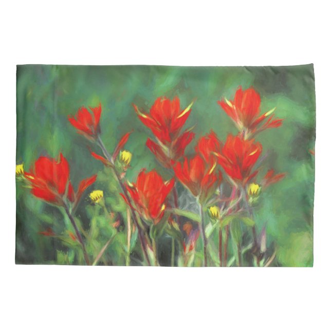 Indian Paintbrush Painting - Original Flower Art Pillowcase (Back)