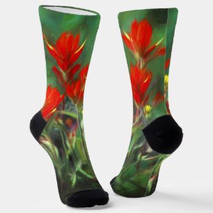 Indian Paintbrush Painting - Original Flower Art Socks
